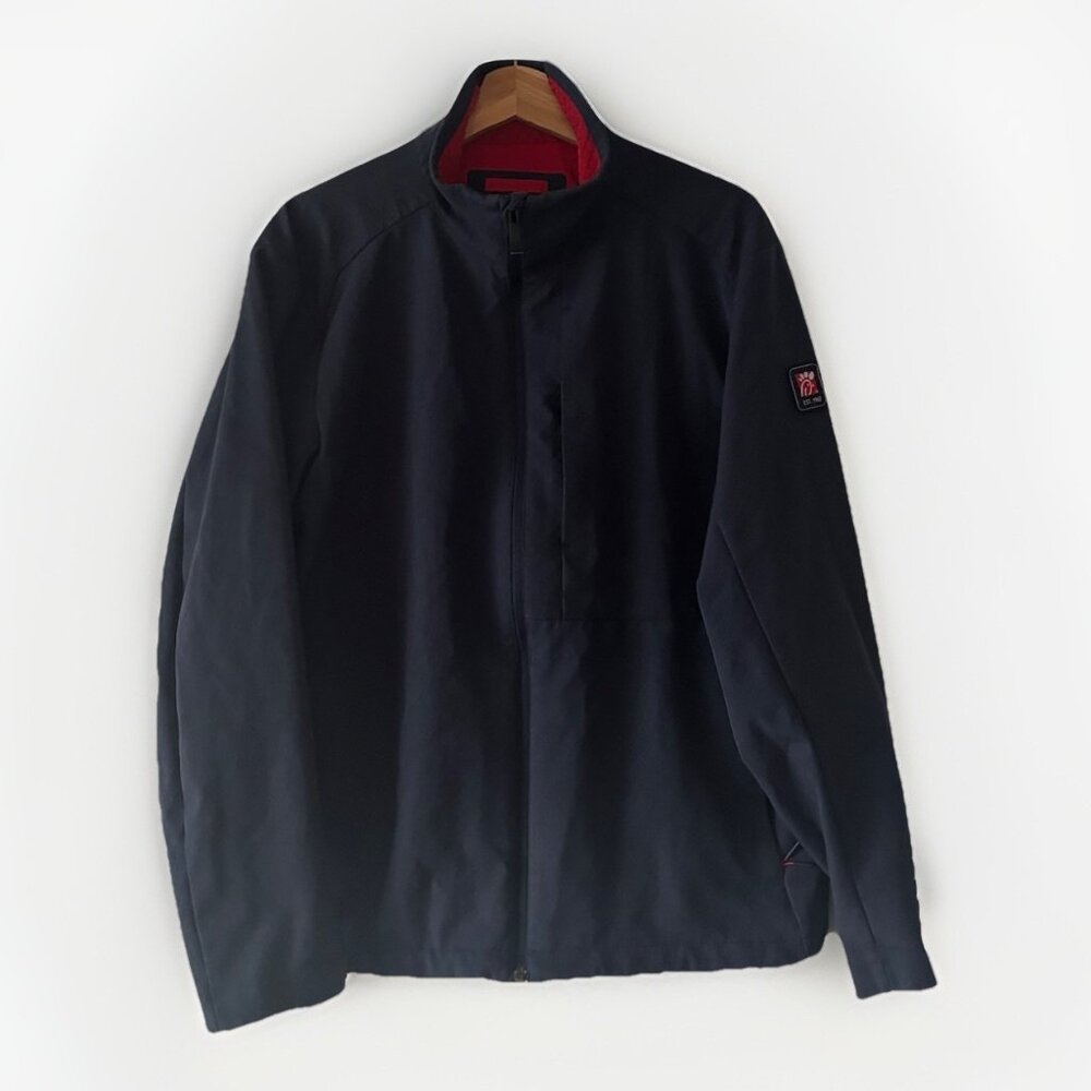 Obee Chick Fil A Employee Jacket‎ Full Zip Mens Large Blue Red Poly Spandex
